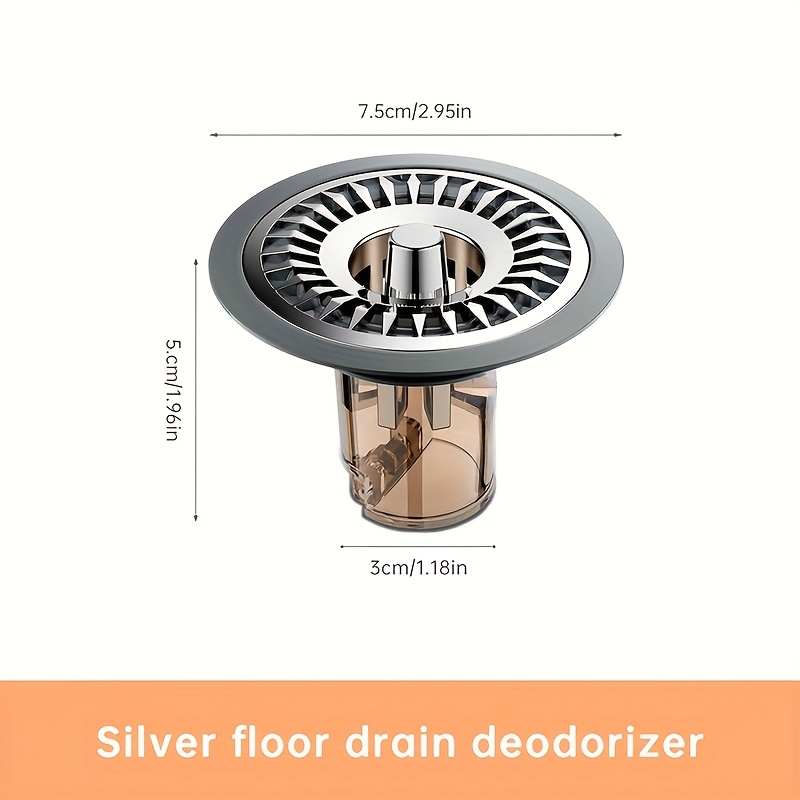 Image of 1pc Bathroom Washroom Stainless Steel Floor Drain With Filter, Gunmetal Grey, Odour And Stink Resistant, Magnetic Straight Drain Non-clogging, Shower Drain Hair Catcher