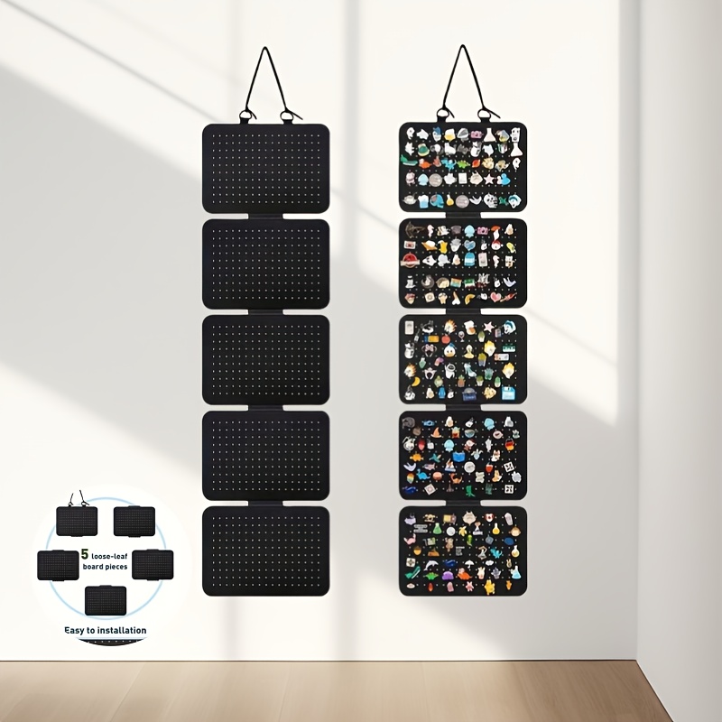 TEMU 1pc Black Felt Jewelry Organizer, Hanging Brooch Storage Bag, Badge Collection Display Page Can Hold At 200 Pins Fornecklaces, Earrings, And Accessories