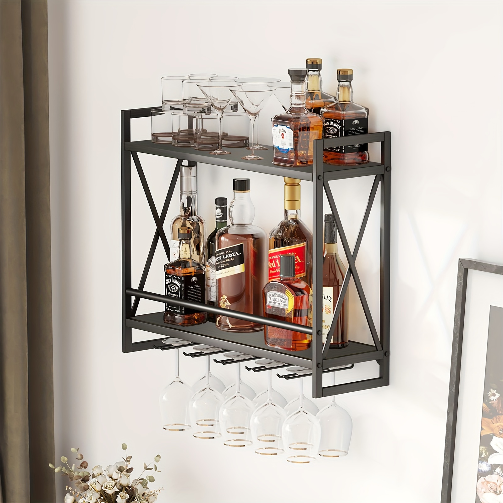 wine racks wall mounted 24 2in black metal multipurpose - Temu Qatar