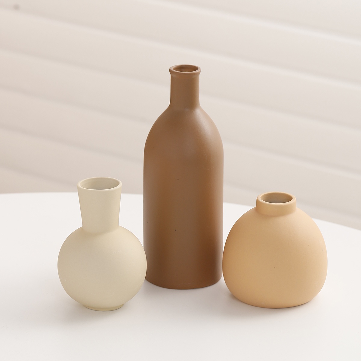 E-shop 3er-Set Nordische Kreative Morandi-Farben Vasen, Instagram-Stil Dekorative Blumentöpfe für Esszimmer und Wohnzimmer