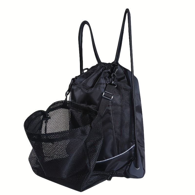 E-shop Multifunktionale Sport-Tasche mit Kordelzug für Fußball – Strapazierfähige Nylon-Netz-Tasche, faltbare Sporttasche, abnehmbares Ballnetz,