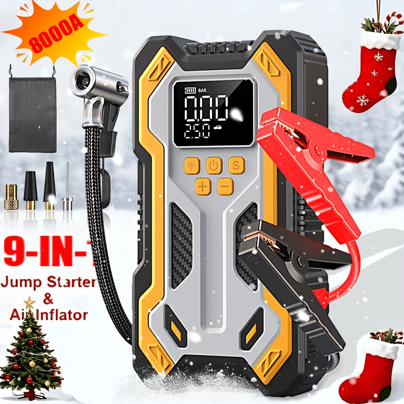 TEMU Multi Functional Emergency Power Supply With Inflation Pump, Digital Tire Inflation Pump, Multiple Styles, Power Additions Tools, Led Lights,