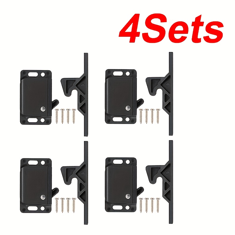 TEMU 4pcs Set 4.54kg Pull-out Pvc Rv Drawer Latches, Cabinet Drawer Locks With Screws And Double-sided Tape, Suitable For Campers, Trailers, Homes,