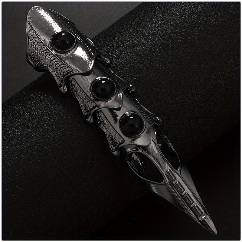 TEMU Hinged Full Finger Rings, Vampire Claw Armor Jewelry, Flexible Metal For Fingers, Gothic Hip Hop Style, Zinc Alloy, No Plating, Daily & Gift Occasion, All - Black