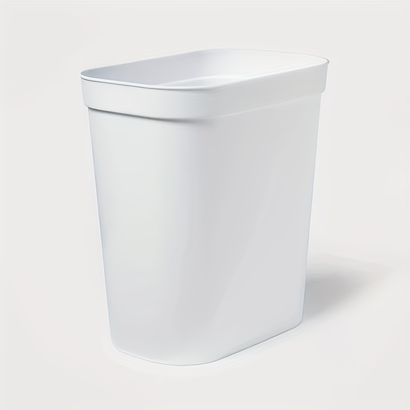 

Sleek 2.5-gallon White Trash Can With Quiet-close Lid - Compact, Textured Design For Office, Laundry & Bathroom Use