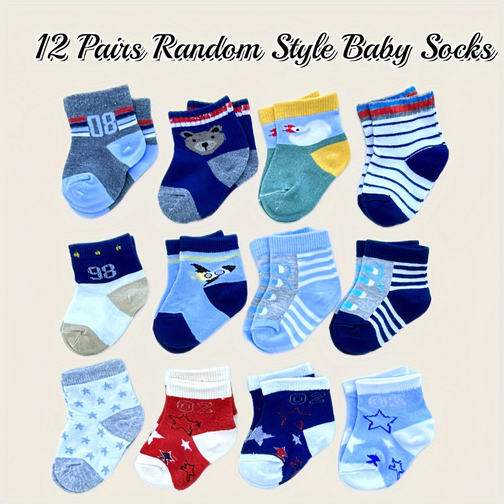 

PAQUET DE 12 PAIRES DE CHAUSSETTES COURTES POUR BÉBÉ GARÇON, CHAUSSETTES RESPIRANTES ET CONFORTABLES, CHAUSSETTES DÉCONTRACTÉES POLYVALENTES ET À LA MODE