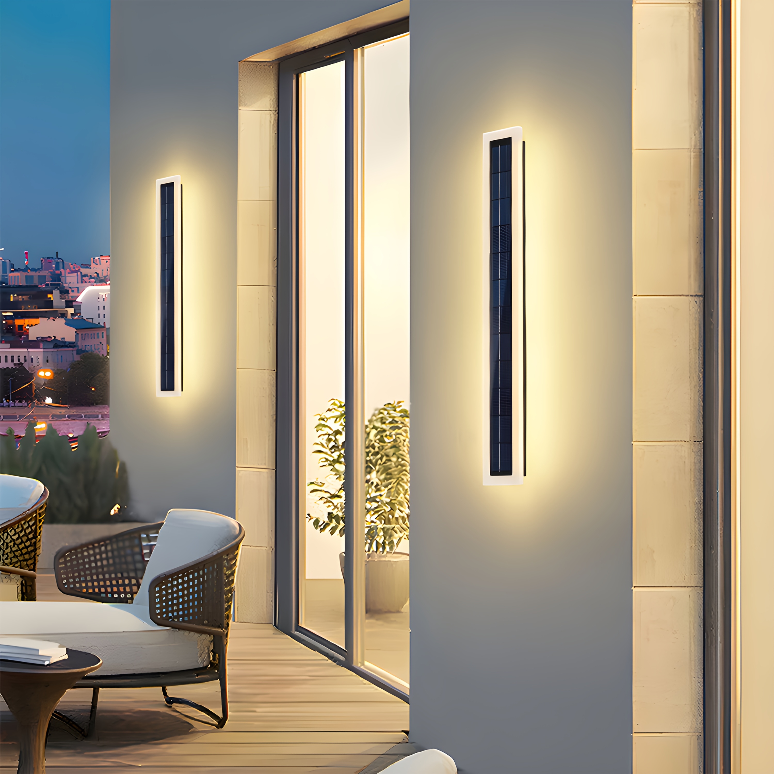 Solar-Powered Outdoor Wall Lamp, Battery-Operated, 10W Lighting Fixture with an Acrylic Cover, Modern Design, 60Cm Long, Suitable for Porches, Patios, And Front Entrances