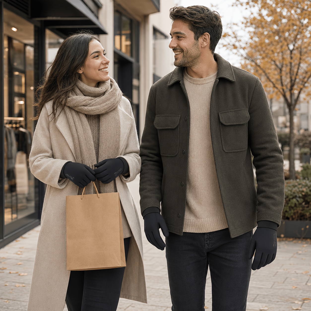 Unisex Touchscreen Gloves for Fall and Winter, Solid Color Full Finger