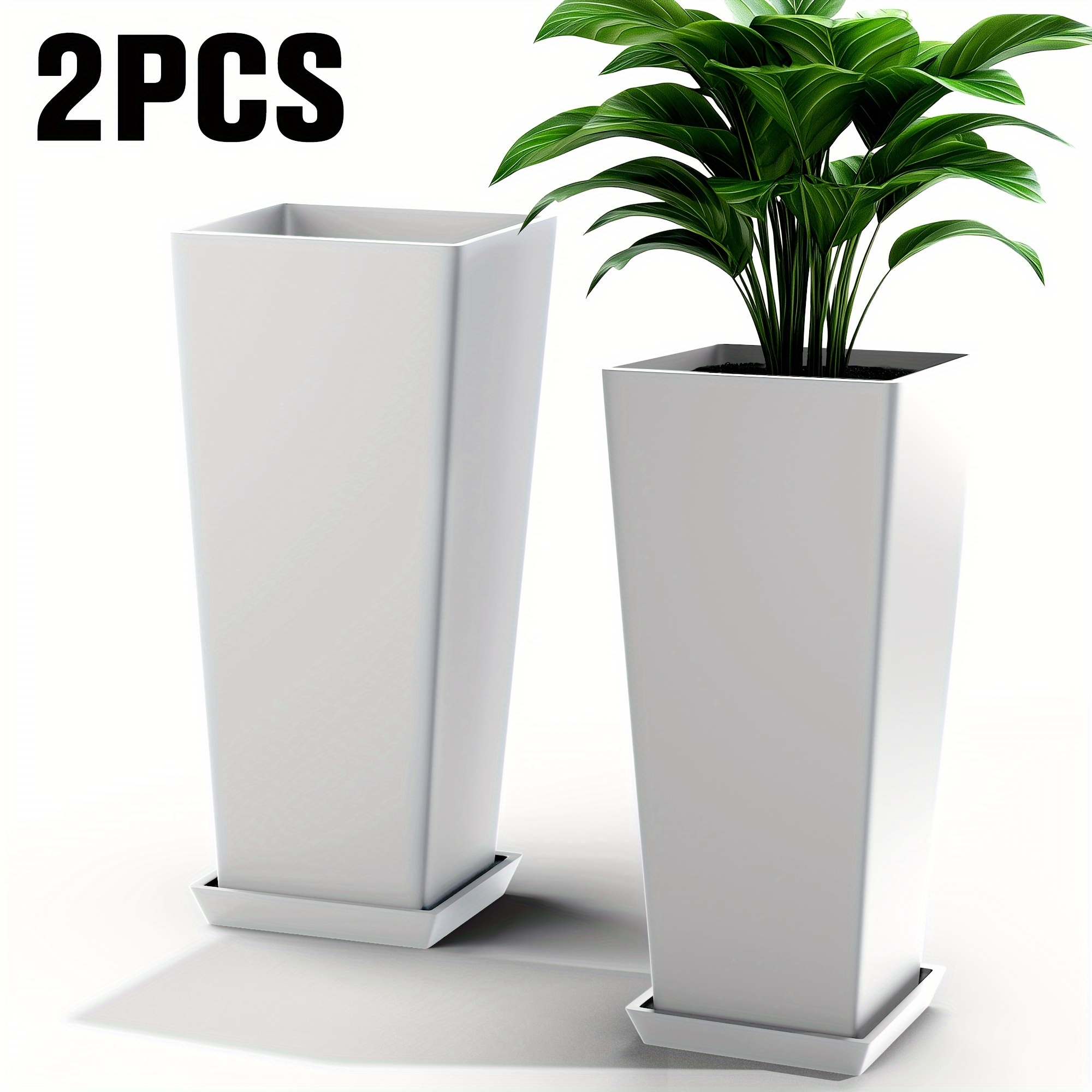 

24-inch Tall V-shaped Outdoor Planters, Large Pots For Indoor/outdoor Use, Tapered Garden Planter Set (2-pack)