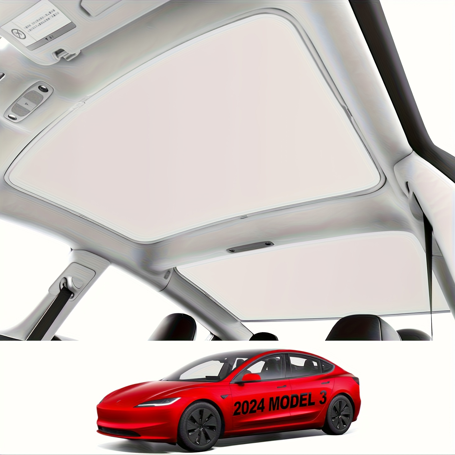 suitable for tesla   highland 2024 sunroof foldable insulated sunshade   sunshade 2pcs set