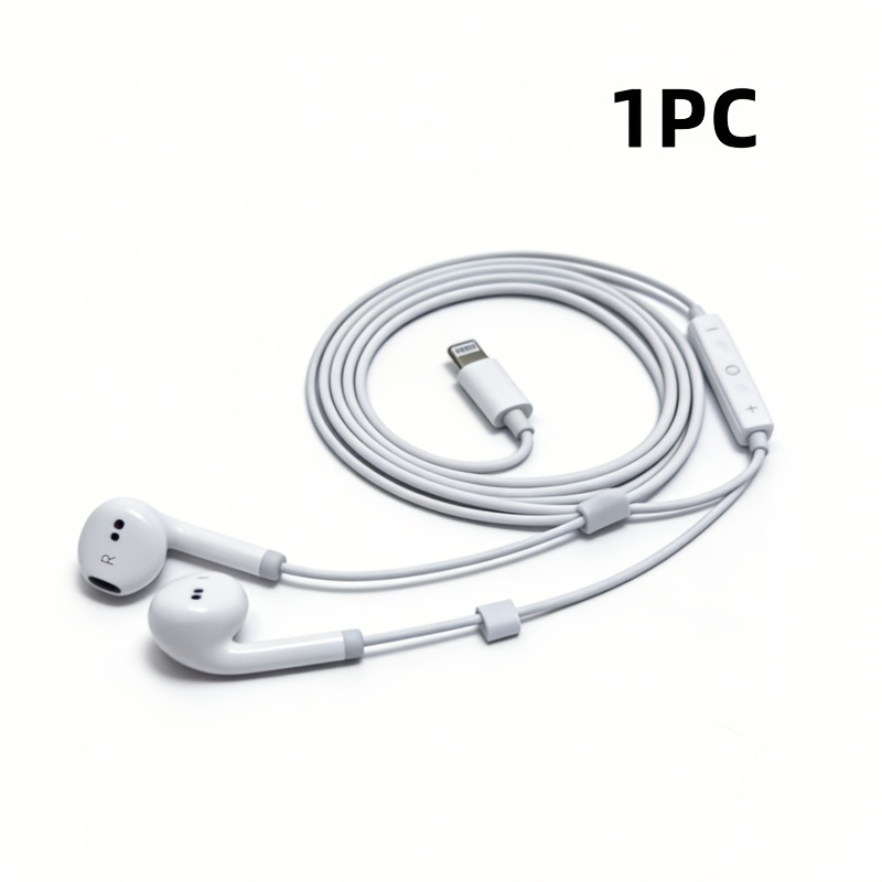 TEMU Wired Lighning In-ear Headphones, Earphones With Built-in Microphone & Volume Control, Suitable For Iphone 14/13/12/11 & Pro Models