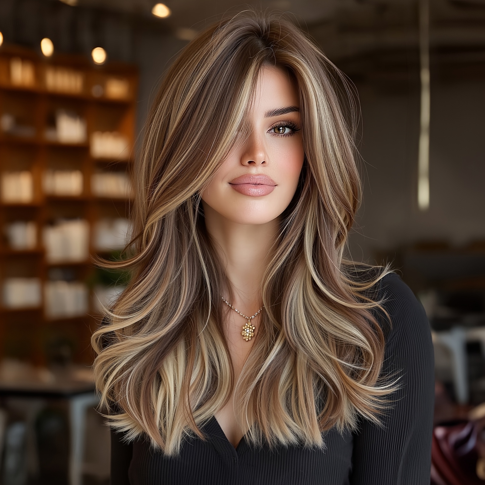 Image of 20-inch Curly Wig With Bangs - -resistant Synthetic Hair, Volume & Soft Curly, Comfortable Wear Suitable For Dating, Parties, Daily Use - Beginner-friendly Machine-made Wig