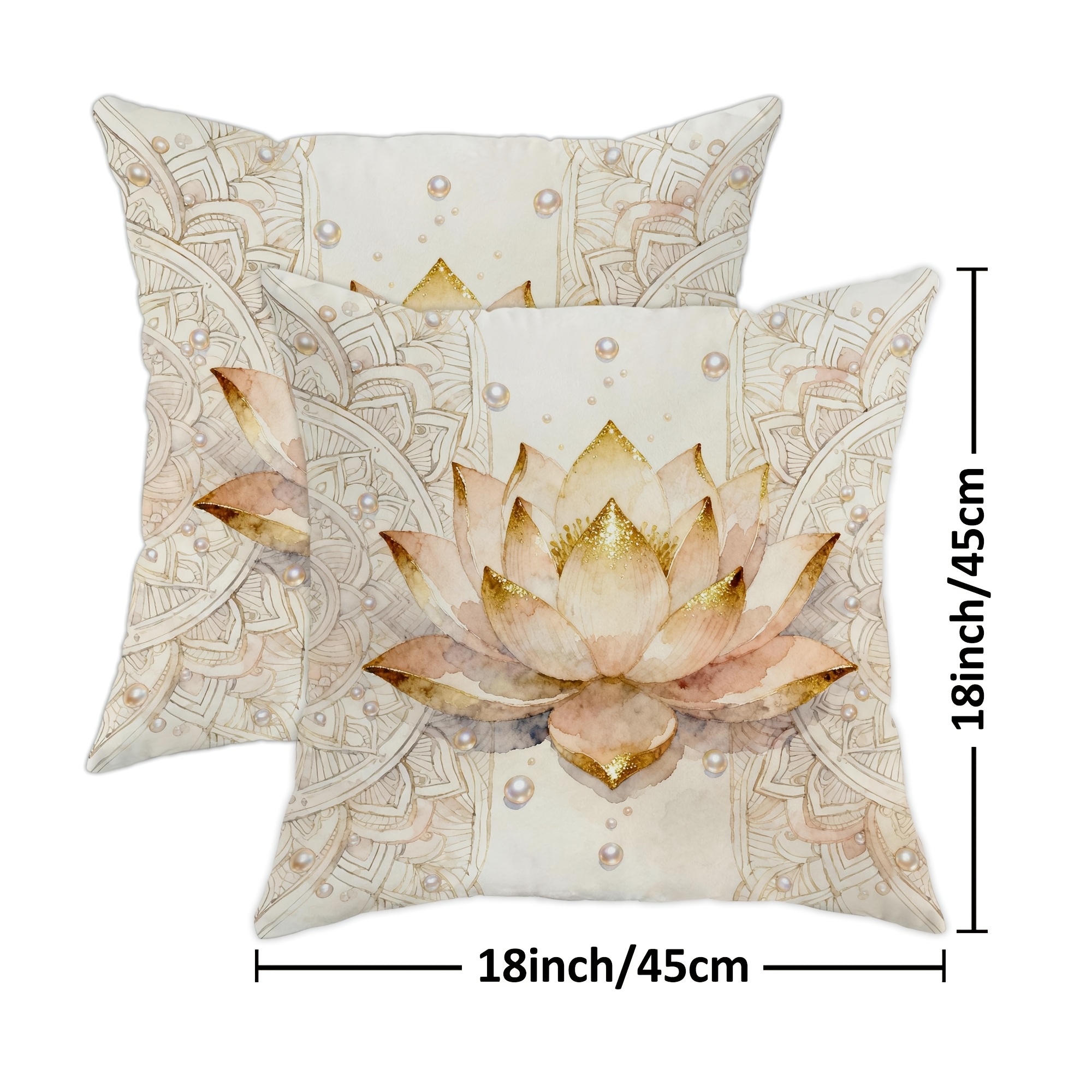 TEMU 2D Plat - Ensemble de 2 Housses de Coussin Plates avec un Design Mandala Bohème en Velours Pêche . Ces Housses de Coussin Décoratives Lavables