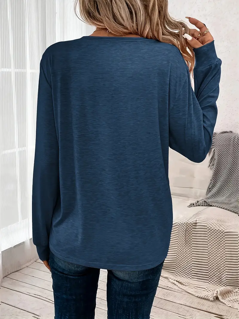 solid color crew neck t shirt casual long sleeve t shirt for womens clothing Product details 17