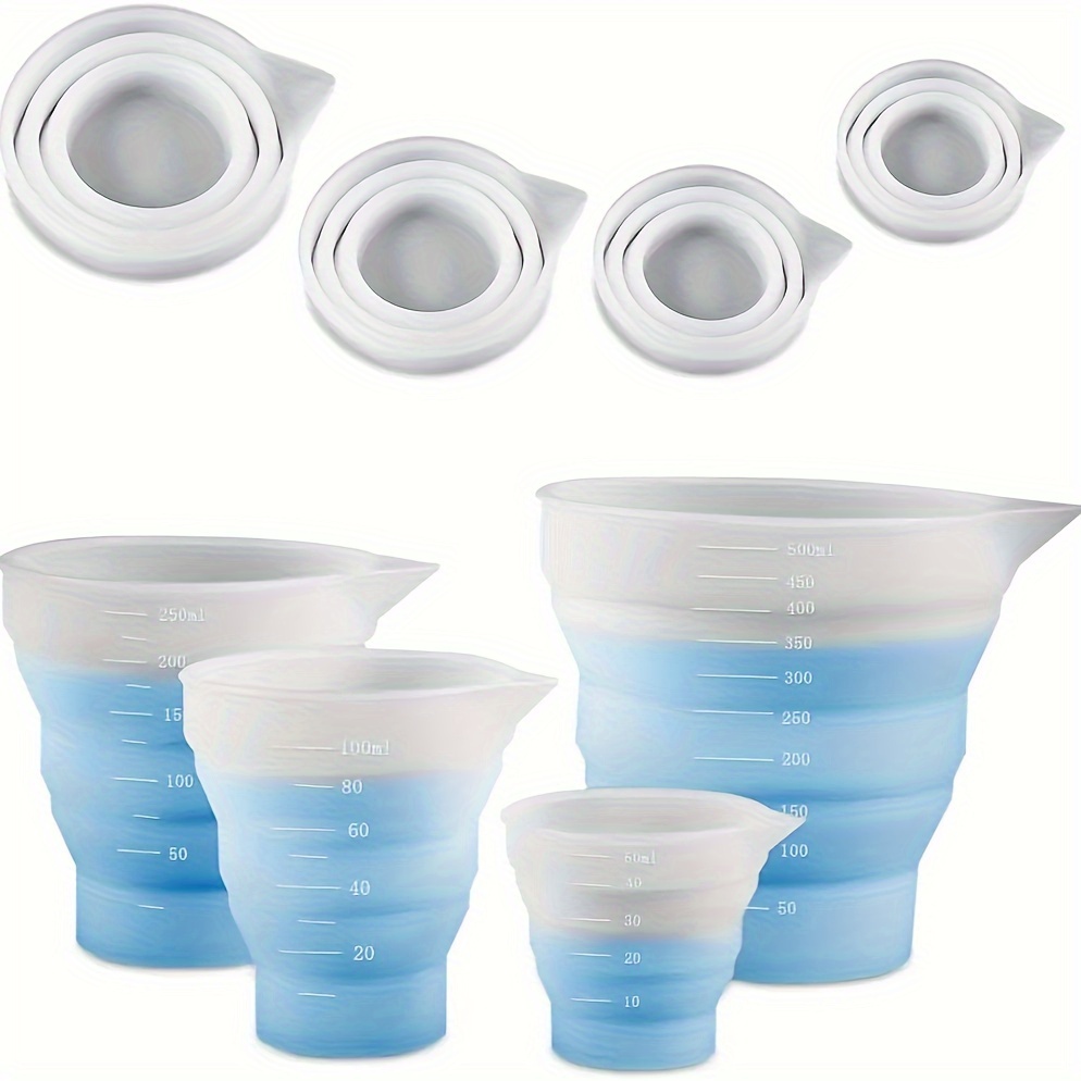 

Set Of Collapsible Measuring Cups With Precise Scale - Large Capacity, Easy-to-clean, Ideal For Diy Crafts & Resin Projects, Gradient, Cup Making Supplies