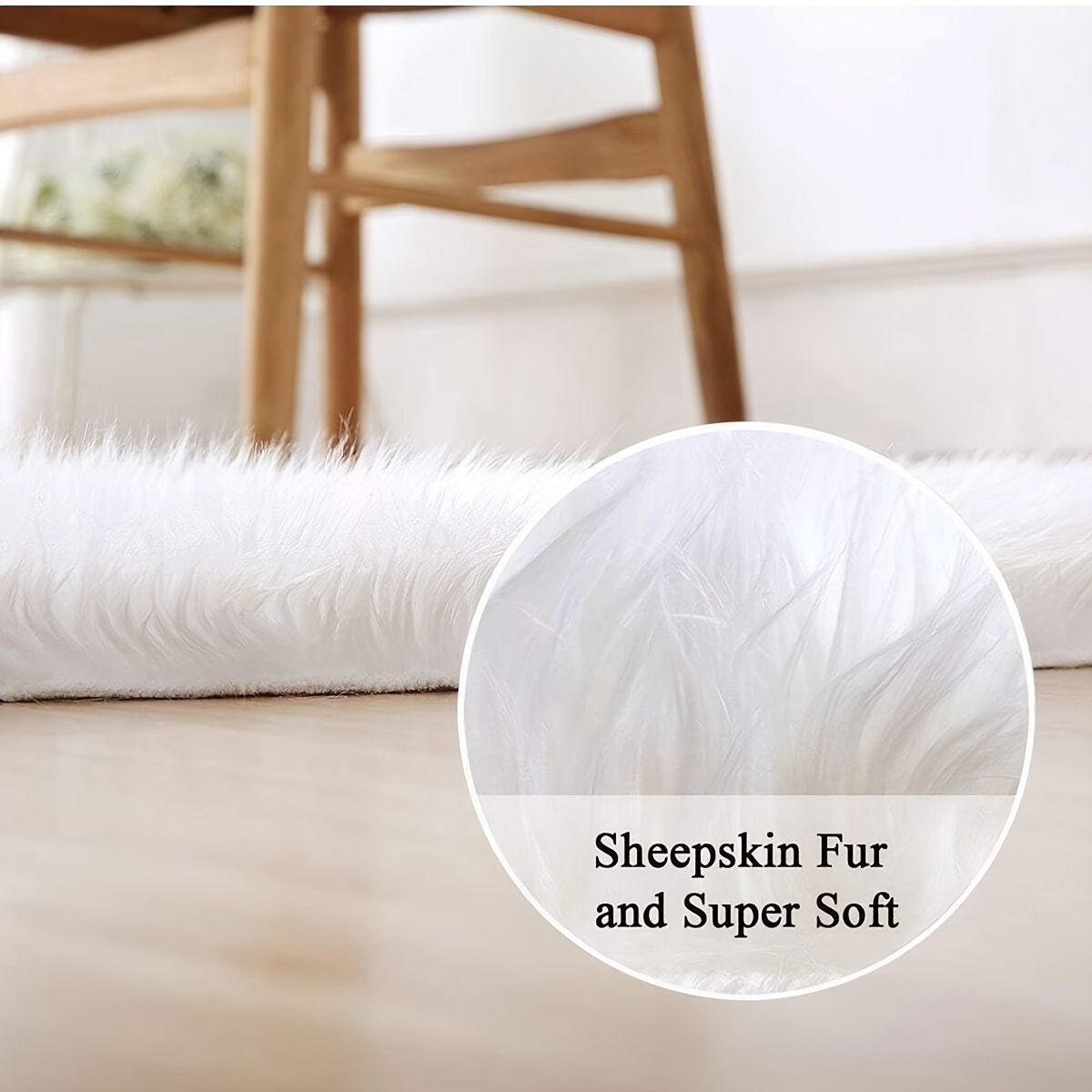   fur material plush   fur chair cushion cozy non slip long haired mat for   ideal for bedroom hallway office machine washable polyester acrylic blend details 9