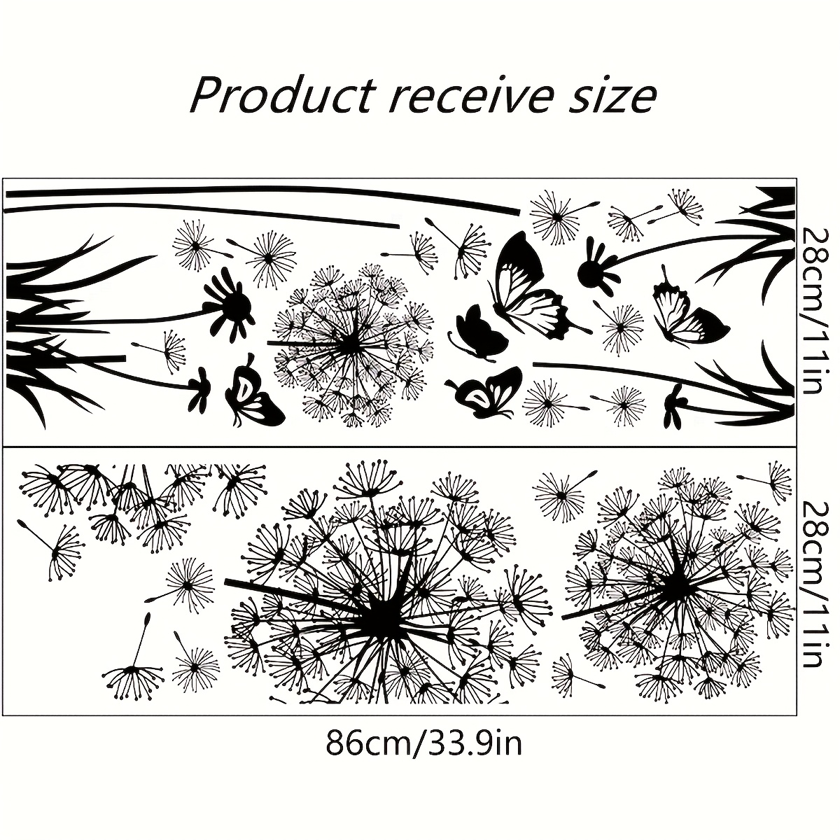 2pcs Black Dandelion Stickers, Vinyl Wall Decals, For Decorating Bedroom Room Living Room