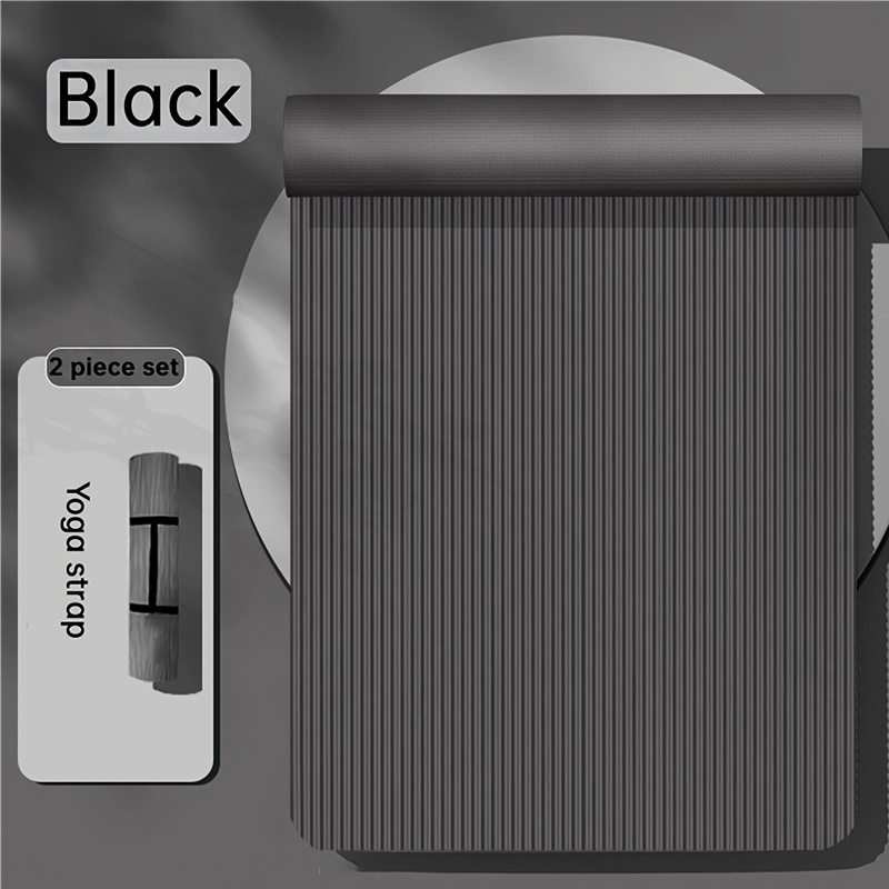 TEMU 1pc Yoga Mat + Strap Set Sports Fitness Yoga Mat Soundproofing And Shock Absorption Beginner Sports Non-slip Mat Two-piece Set = Yoga Mat +