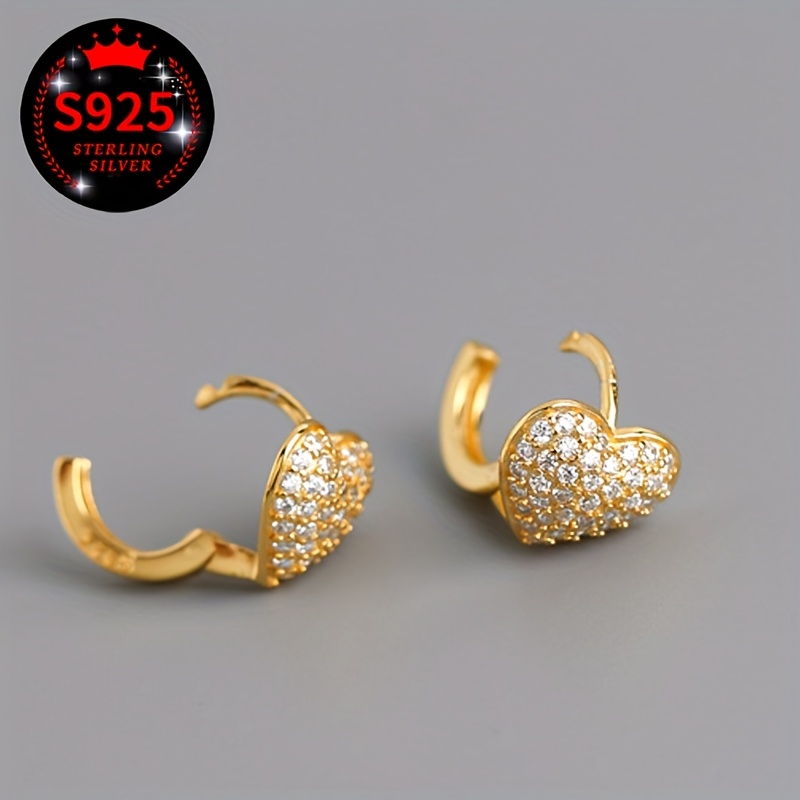 2pcs Studded Zirconia Heart Shaped Earrings with Packaging