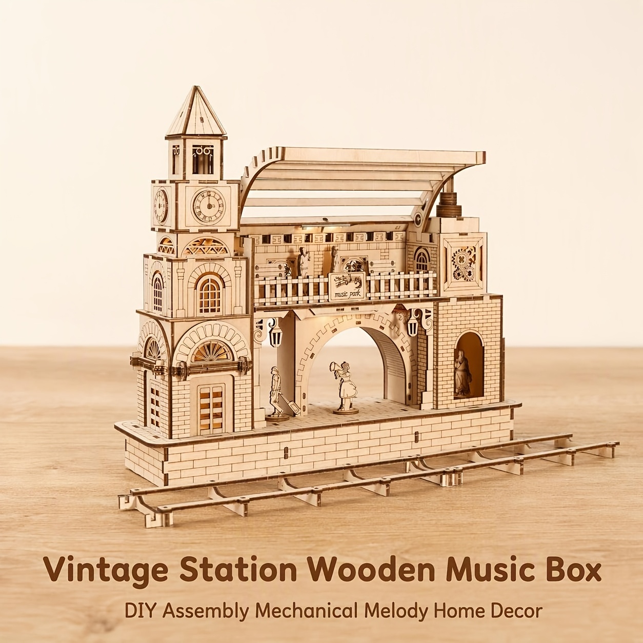 3d Wooden Puzzle Railway Station Model Kits To Build Wooden Construction Handmade Craft Unique Gift For Christmas