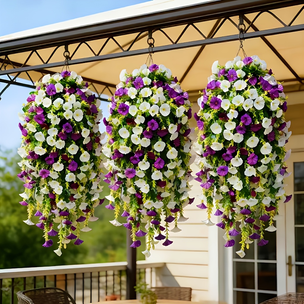 4 large realistic artificial   flowers outdoor hanging vines with         flower garland suitable for wedding garden porch decor balcony plastic vine decoration for home courtyard