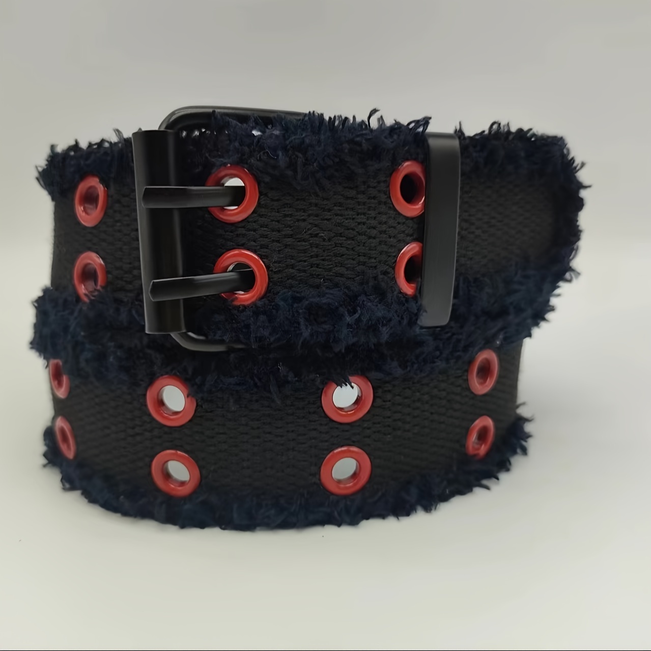 Fashionable Men's Plush Lace Double Row Porous Button Casual Belt