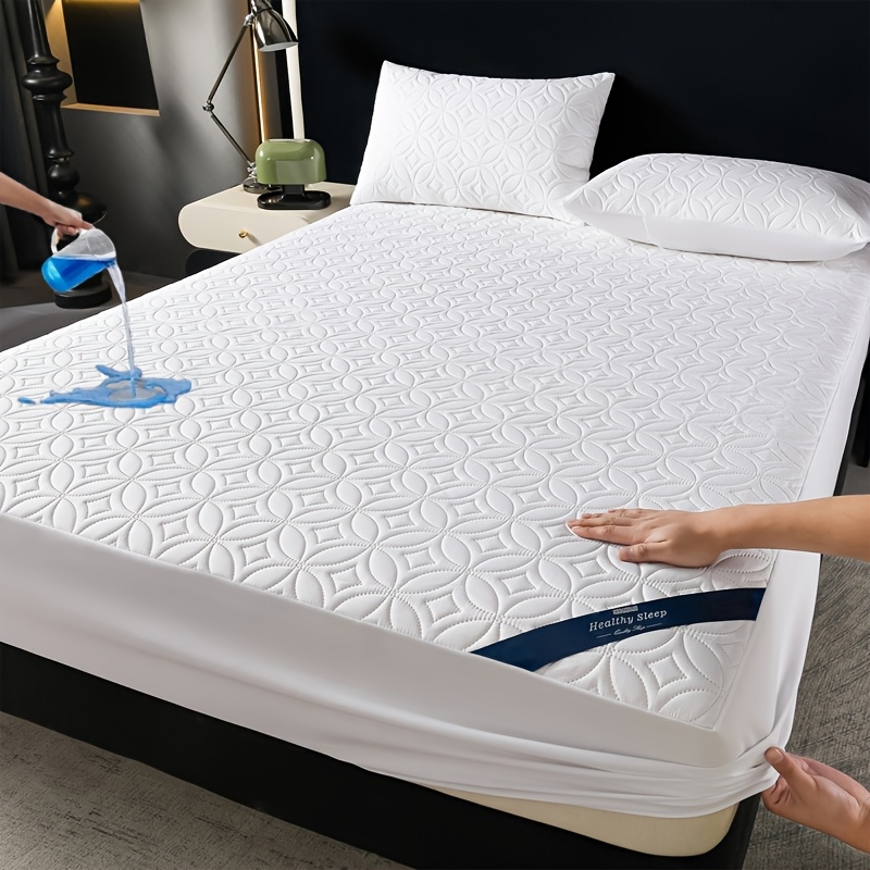 TEMU 1pc Waterproof Mattress Protector, Soft Comfortable Silent, Suitable For King, Queen, Full, Twin Sizes, With Deep Pocket 11.8 Inches Deep, Soft