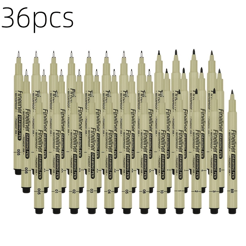 TEMU Lot de 36 feutres finisseurs noirs - Outils de dessin multi-pointes, adaptés pour l'/le contournage/la - Fournitures artistiques de haute
