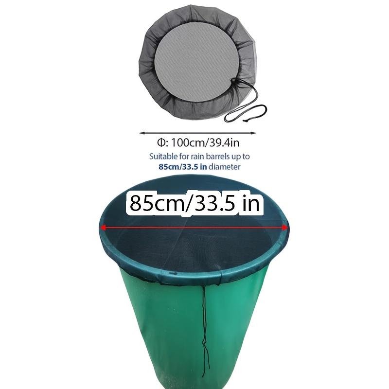 E-shop 1 Stück Mesh Regenfass-Abdeckung mit Zugband – Langlebiges Polyester-Netz schützt vor Laub Schmutz, ideal für die Regenwassernutzung im Freien,