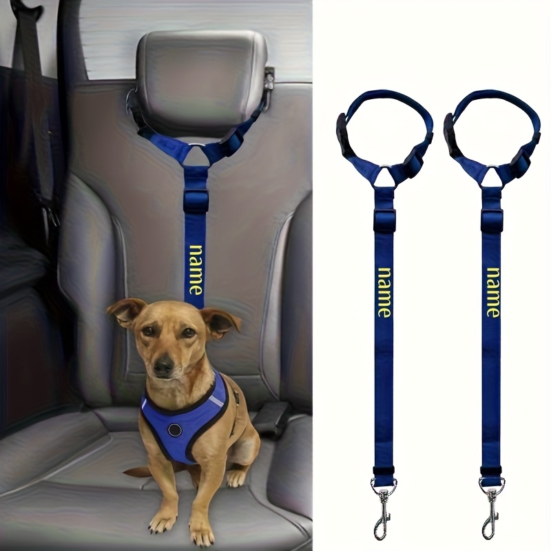 TEMU Custom Embroidered Tags, Adjustable 2-in-1 Dog Car Seat Belt, Comfortable Dog Car Safety Harness, Use This Backseat Leash And Loop To Your Furry