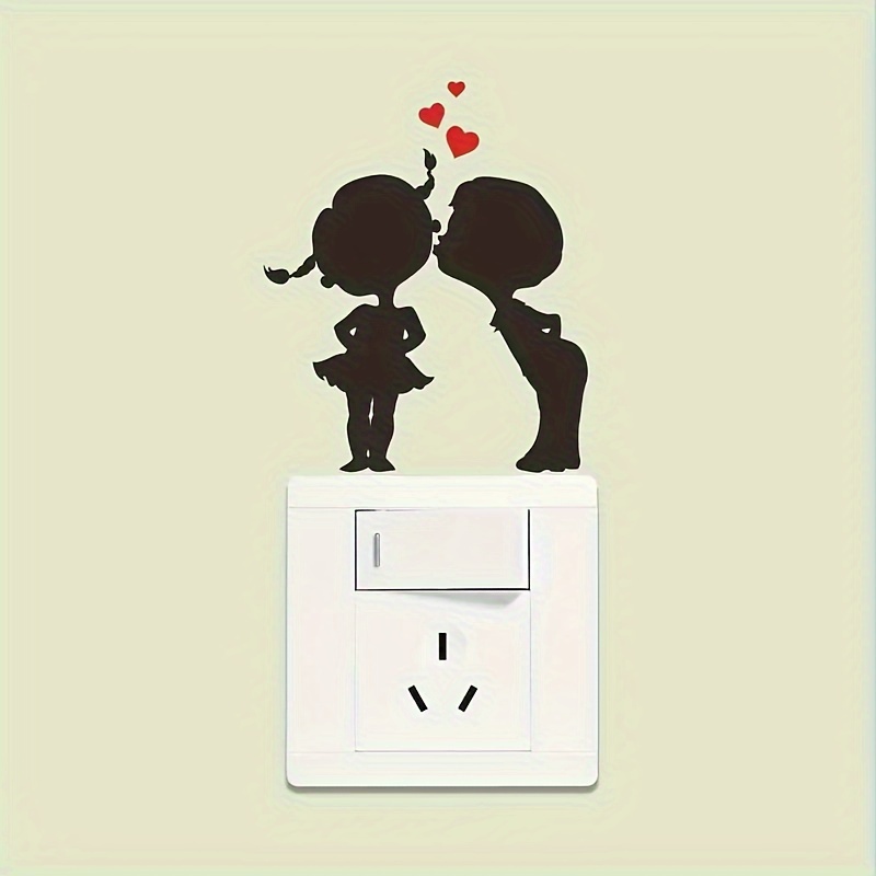Image of Kiss Heart For Switch Sticker - Vinyl, For Cozy Couple's Room Ambiance, Room Decor, For Switch Sticker