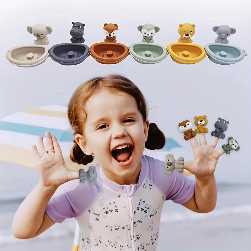 3pcs Kids' Floating Boat Toys Stackable ABS Plastic Animal Designs