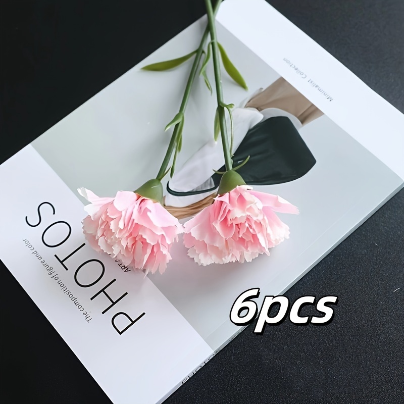 6/10pcs Artificial Mini Single Branch Carnations, Real Touch Artificial Flowers, Office Decoration, Floral Arrangement Artificial Center, Outdoor Garden Patio Decoration, Wedding Birthday Bride Shower
