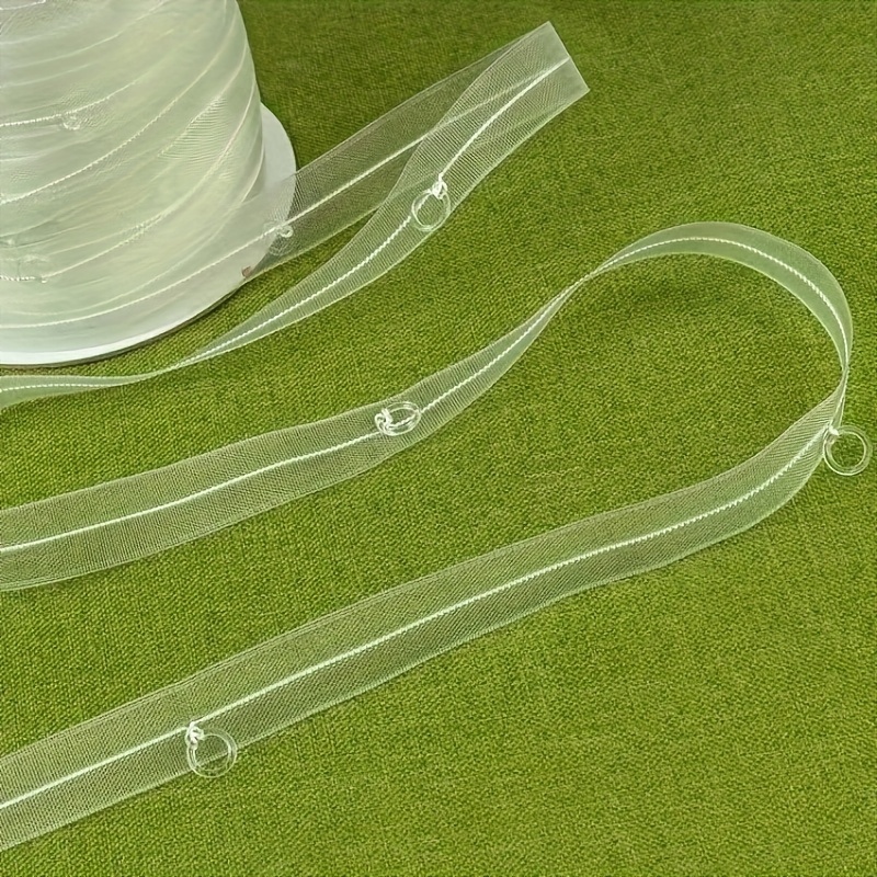 E-shop 196 Zoll/Romischer Vorhangring mit transparentem Nylonband, geeignet für Vorhänge, Heimdekoration – Näh- und Webprodukte, transparent, verstärkt