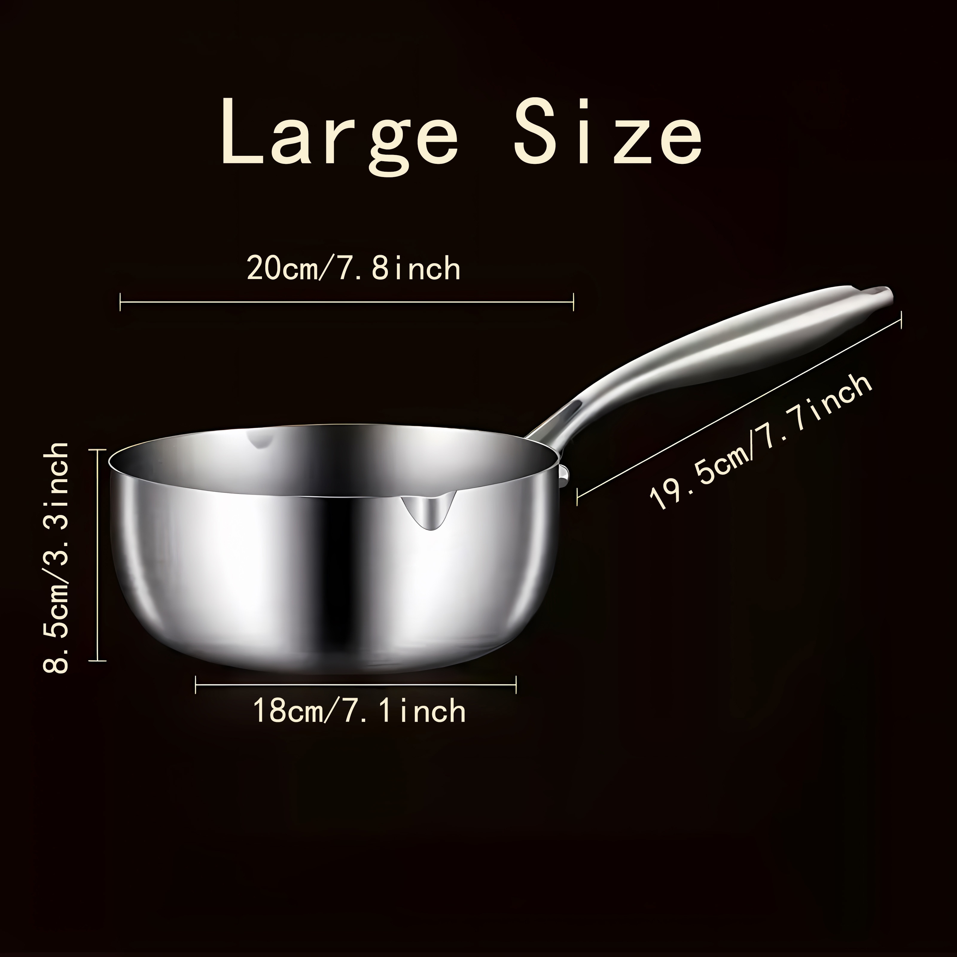 stainless steel saucepan 7 8 inch 3 ply   non stick single handle mini saucepan for breakfast hot milk butter hollandaise sauce cooking small   modern kitchen essential food grade material details 5