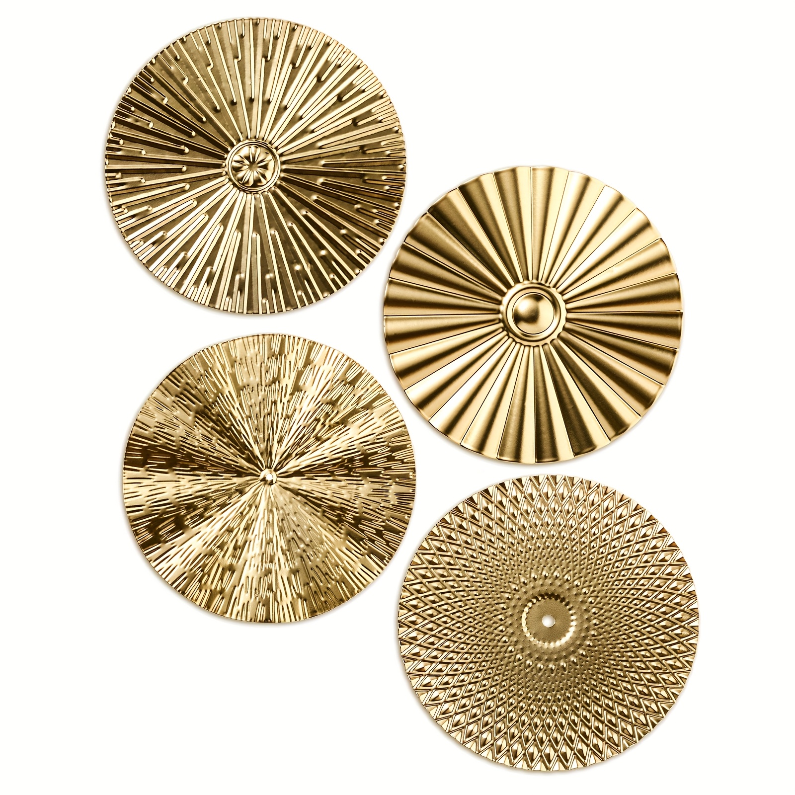 set of 4 12 inch metal wall art featuring a   design   decorating your   room or office in golden