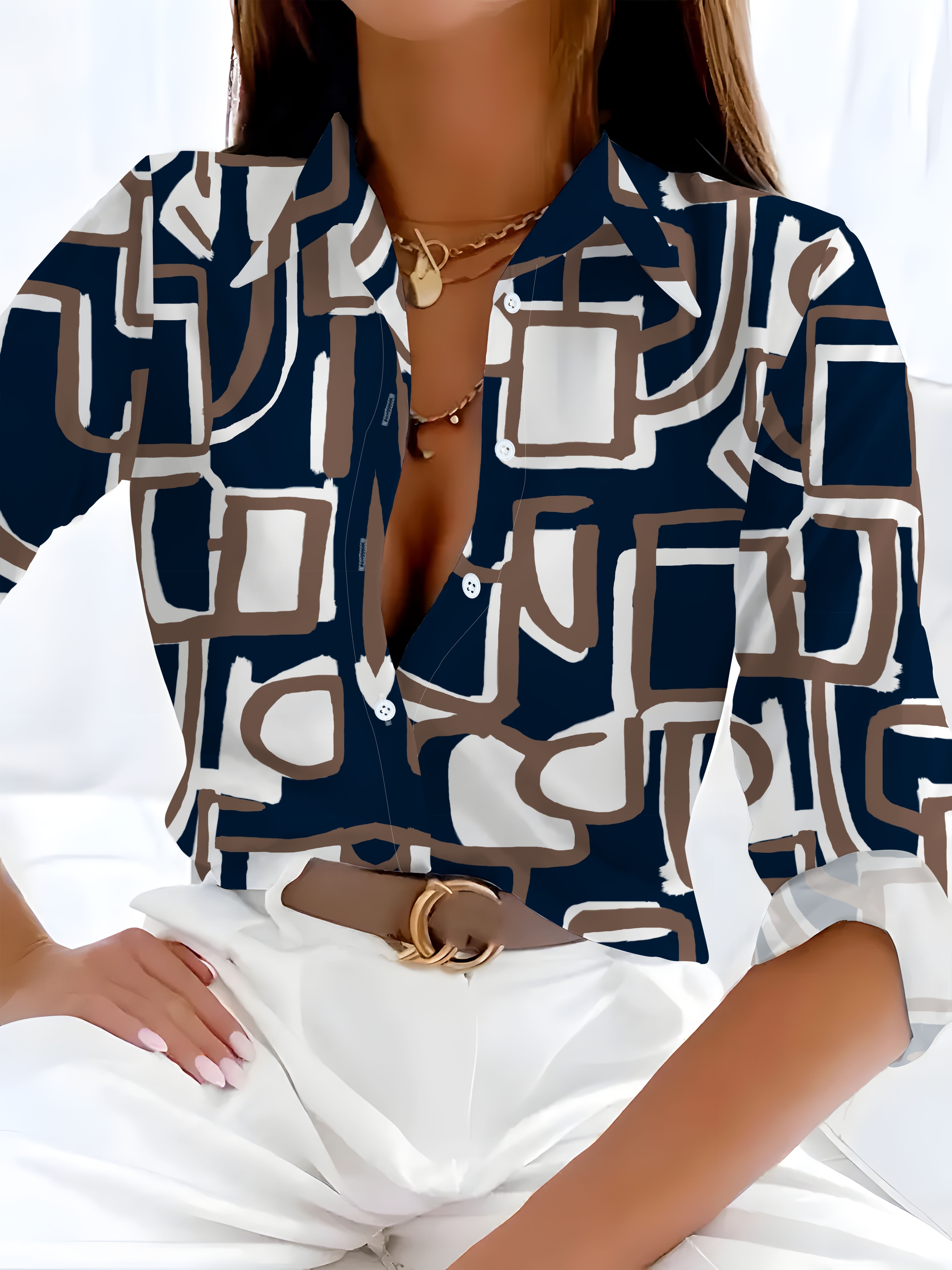 Camicetta Da Donna Con Bottoni A Maniche Lunghe E Colletto | Elegante E Morbida Per Ufficio, Lavoro E Tempo Libero | Business Casual