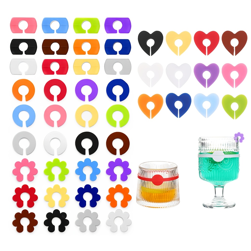 48pcs Reusable Silicone Wine Glass Charms – 12 Colorful Drink Markers For Parties, Weddings, Anniversaries, Christmas, And Graduation Events