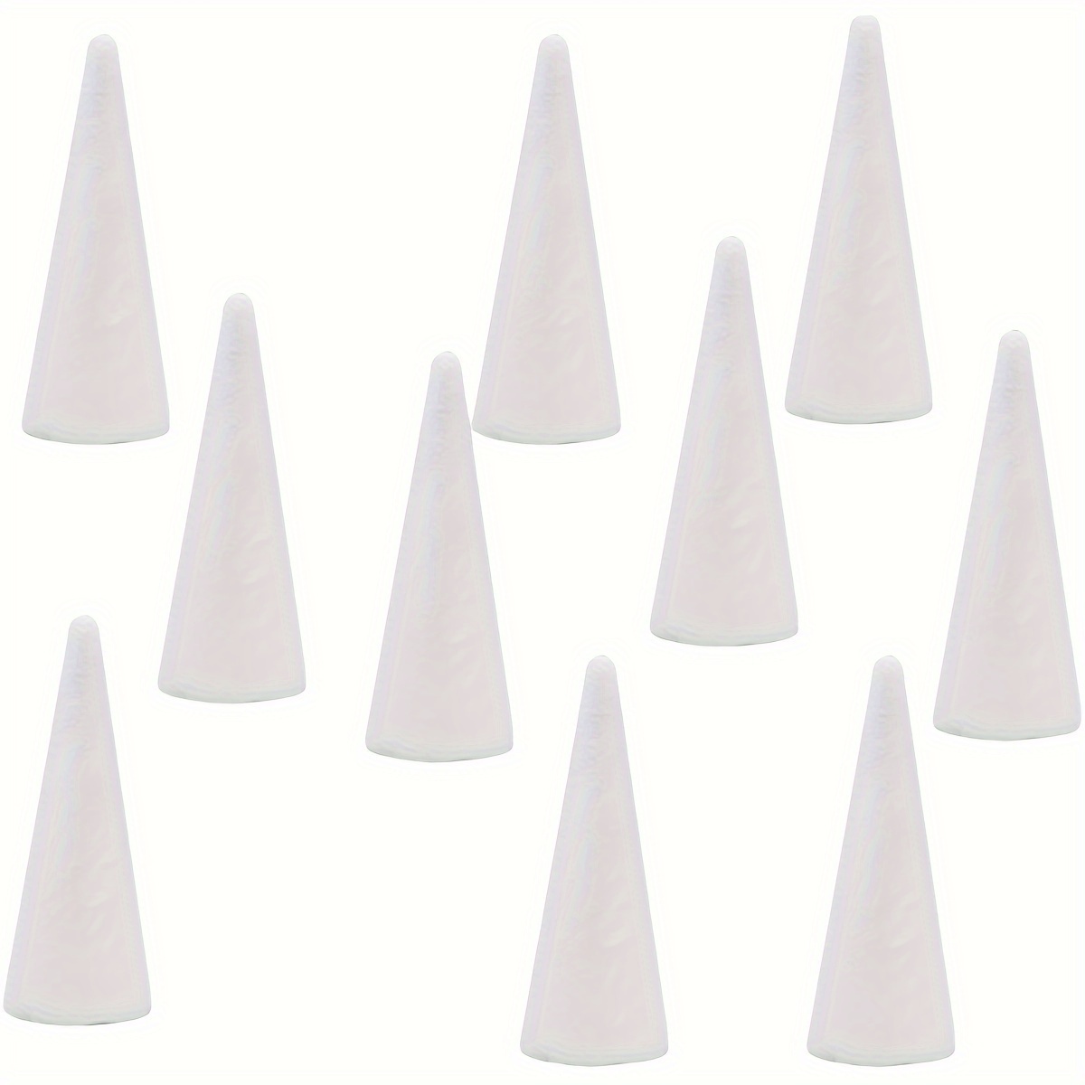 

10-Pack Cones en Mousse Blanche - Formes de Cônes en Polystyrène de 19,5 cm pour Projets DIY, Fabrication d'Arbres de Noël, Arrangements de Fleurs et Arts du Modèle | Matériau en Mousse