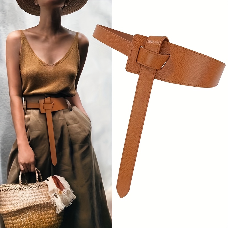 Cinto de Vestido Feminino Nova Moda Versátil Cinto de Pele Sintética Design Sem Furos Cinto de Cintura de Nicho