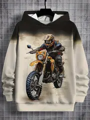 casual fashion style gradient style motorcycle boy print pattern outdoor leisure comfortable hoodie top details 0