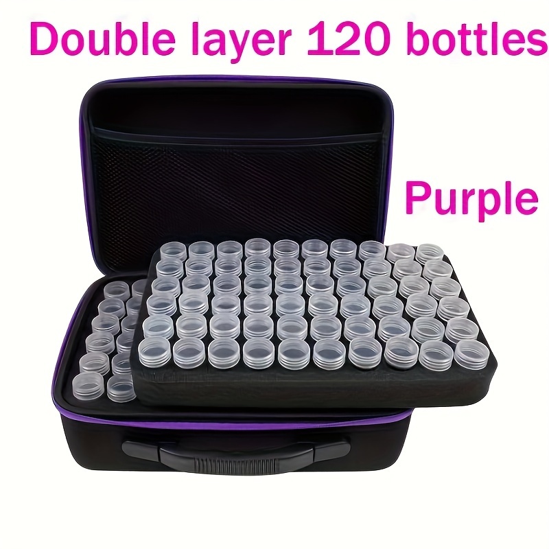 

Double-layer Storage Case For 120 Bottles, Craft Organizer, Portable Bead Container With Zip Closure, Multipurpose Tool Box For Painting, Sequins, Rhinestones, Seeds, Home Organizational Needs