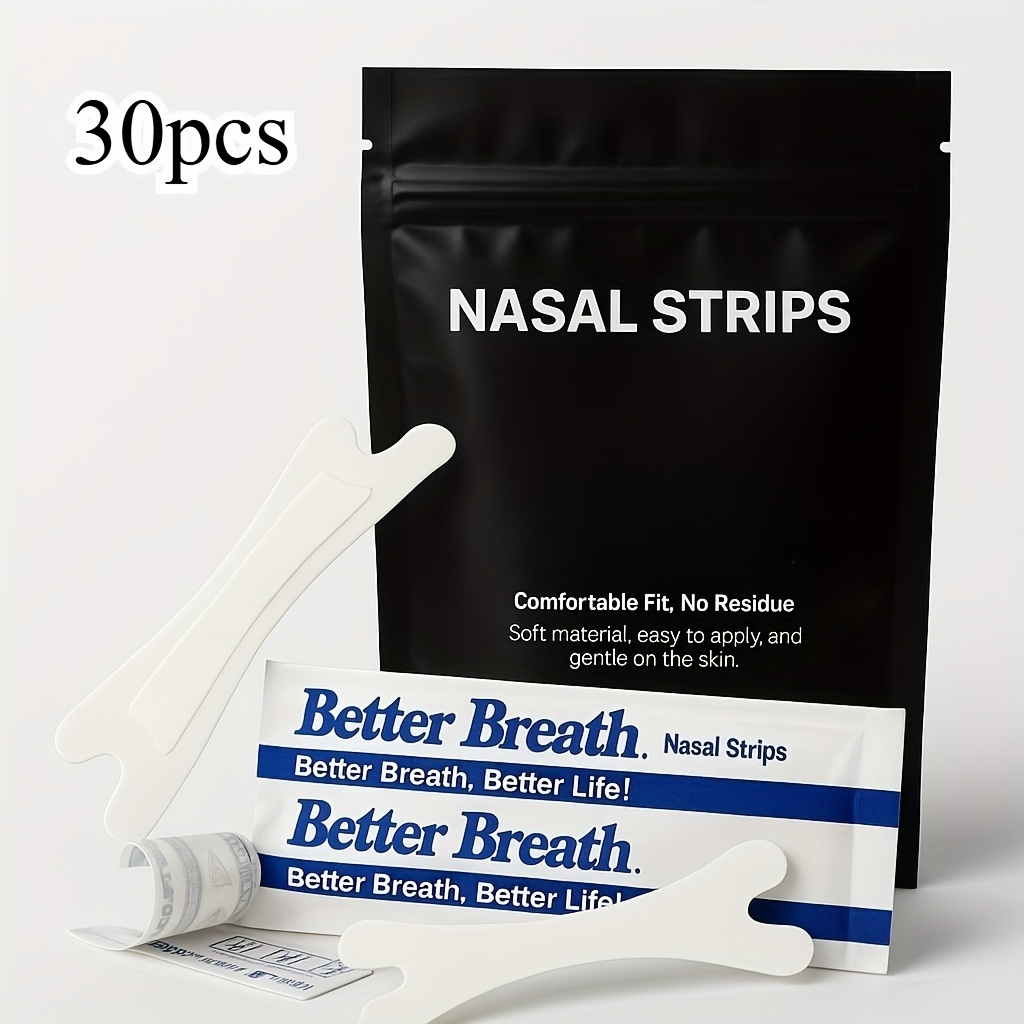 Image of 30 Strips/pack: Transparent Breathable Nasal Strips. High Elasticity, Bone-shaped Design To Increase Airflow For Sports & Daily Use. Stylish And Discreet