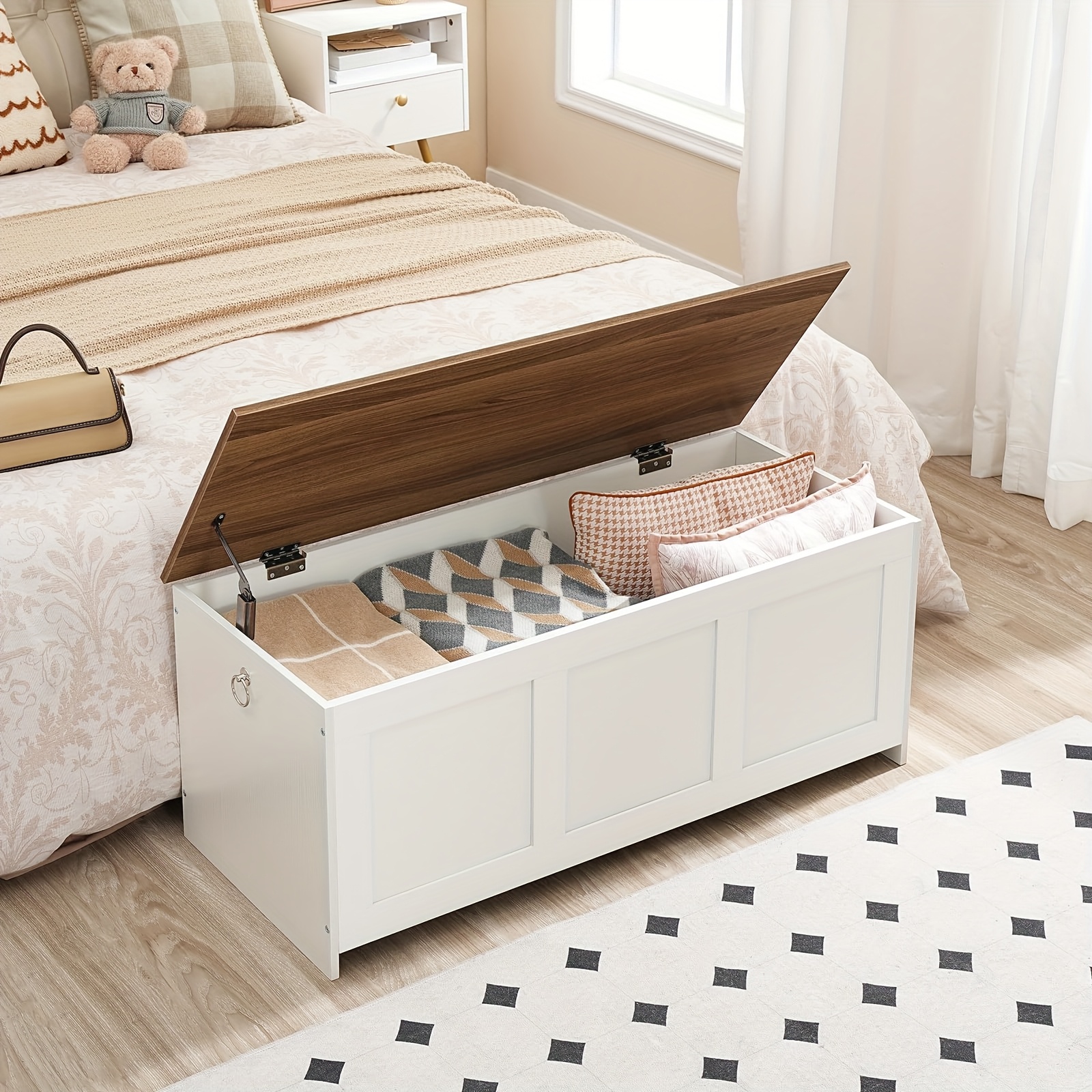 E-shop Aufbewahrungsbox, mit Sicherheitsbox, Eingangsbereich, Schlafzimmer, Wohnzimmer, Weiß Walnuss, Eingangsorganisator,Schlanker
