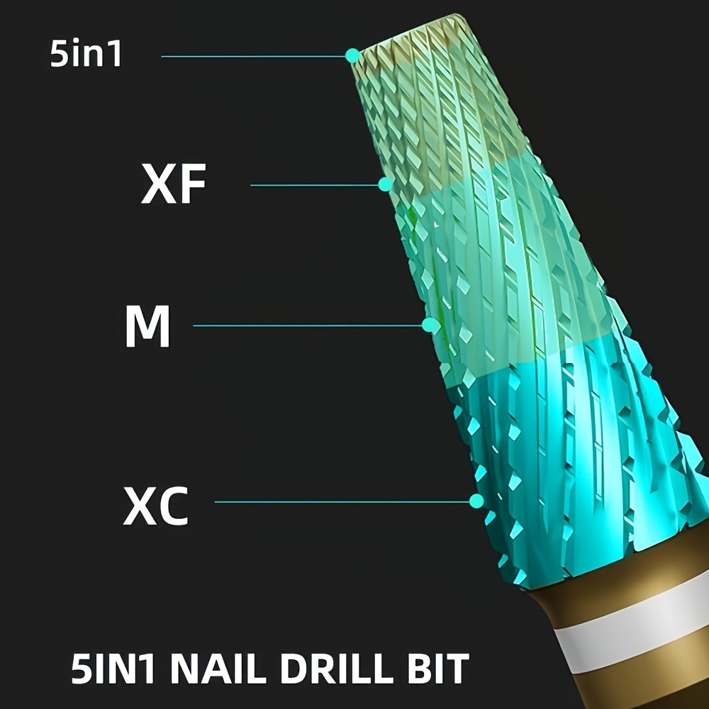 

1pc Steel 5in1 Nail Drill Bit, Multi-model & Multi-size, All-in-one Manicure Tool For Polish Removal