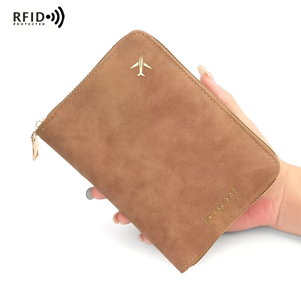 TEMU Women's New Lightweight And Portable Matte European/ Id, License, And Passport Holder With Rfid-blocking Zipper For Secure Opening And Closing