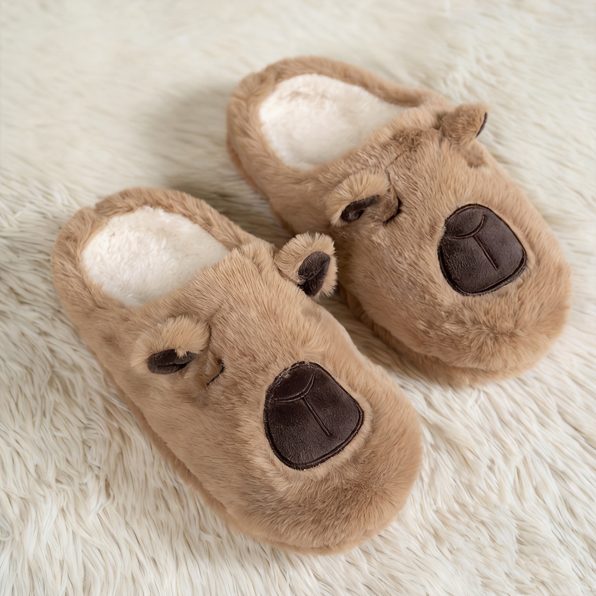 TEMU Cute Capybara Fashion Soft Soled Winter Women's Slippers New Casual Comfy Boots Warm Bedroom Non Slip Couple's Home Shoes, Women Shoes