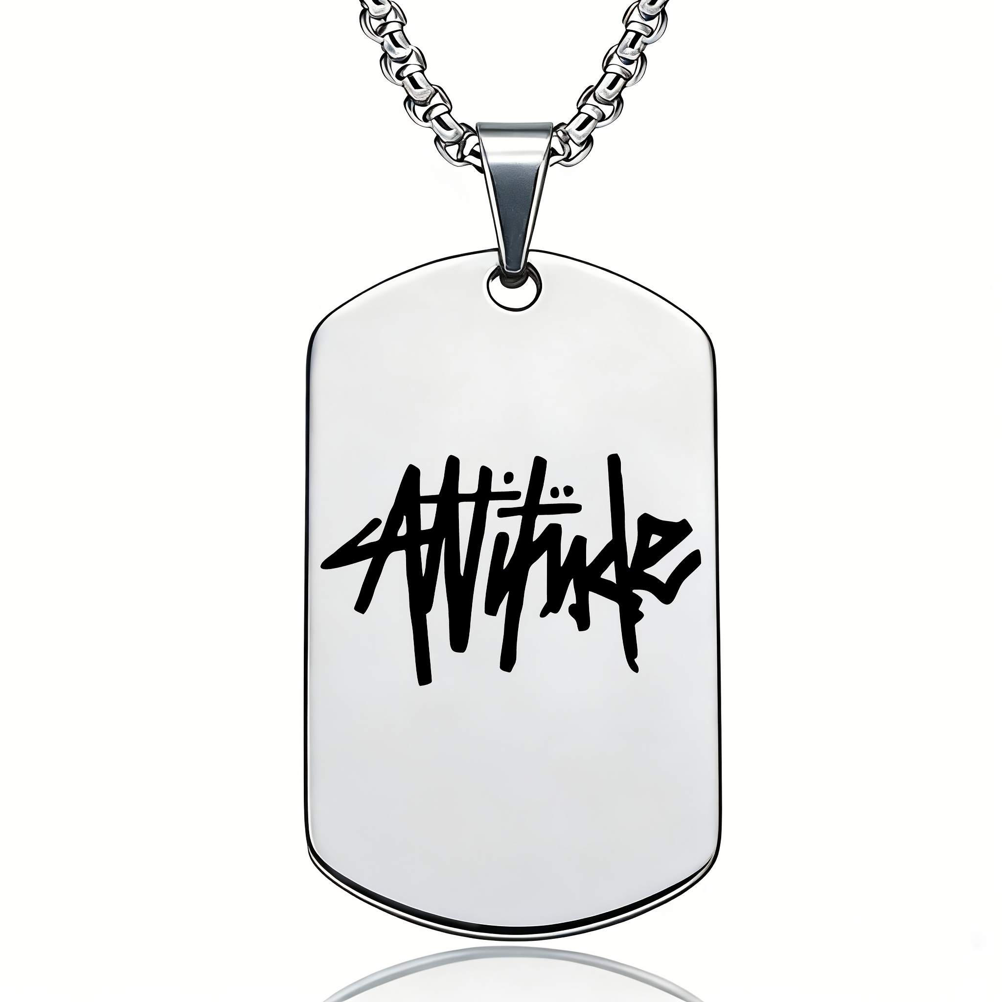 Graffiti Style 'Attitude' Stainless Steel Necklace, Trendy Gift