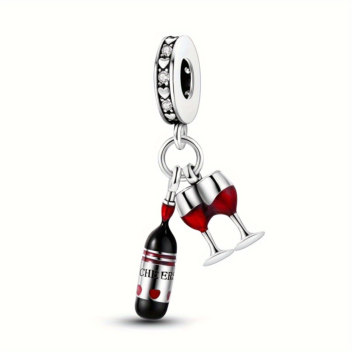 Red Wine Bottle And Glass Pendant Suitable For Original Bracelet Making Women's Fashion Pendant Holiday Party Wedding Banquet Gift
