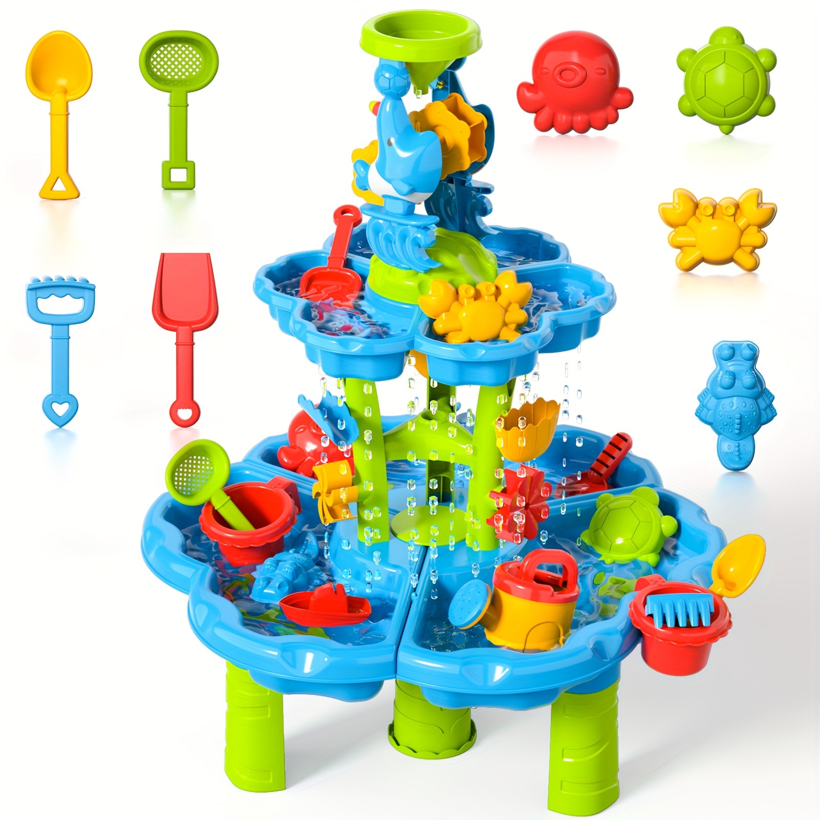 TEMU Kids Water Table, 2-tier Water Table Outdoor Toys For Kids Boys Girls, Activity Tables Summer Outdoor Toys For Outside Backyard